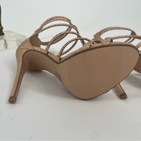 2FOR$20 Sparkly Y2K Gold / Rose Gold Open Toe Bedazzled Stilettos / Party Heels - Picture 11 of 16